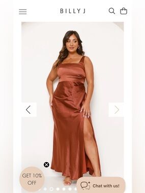 Billy J Satin Slip Maxi Dress in Copper